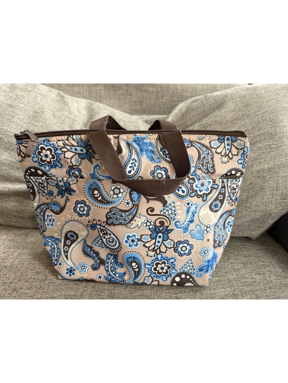 Thirty One Thermal Tote Lunch Bag In Peacock Paisley Brown Blue